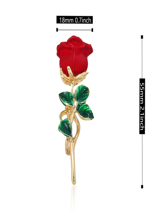 Anmpab Red Rose Floral Brooch Pin Gold Plated Flower Decorative Garment Dress Jewelry for Women Cocktail Party Accessory Brooches Pin (C) - Image 4